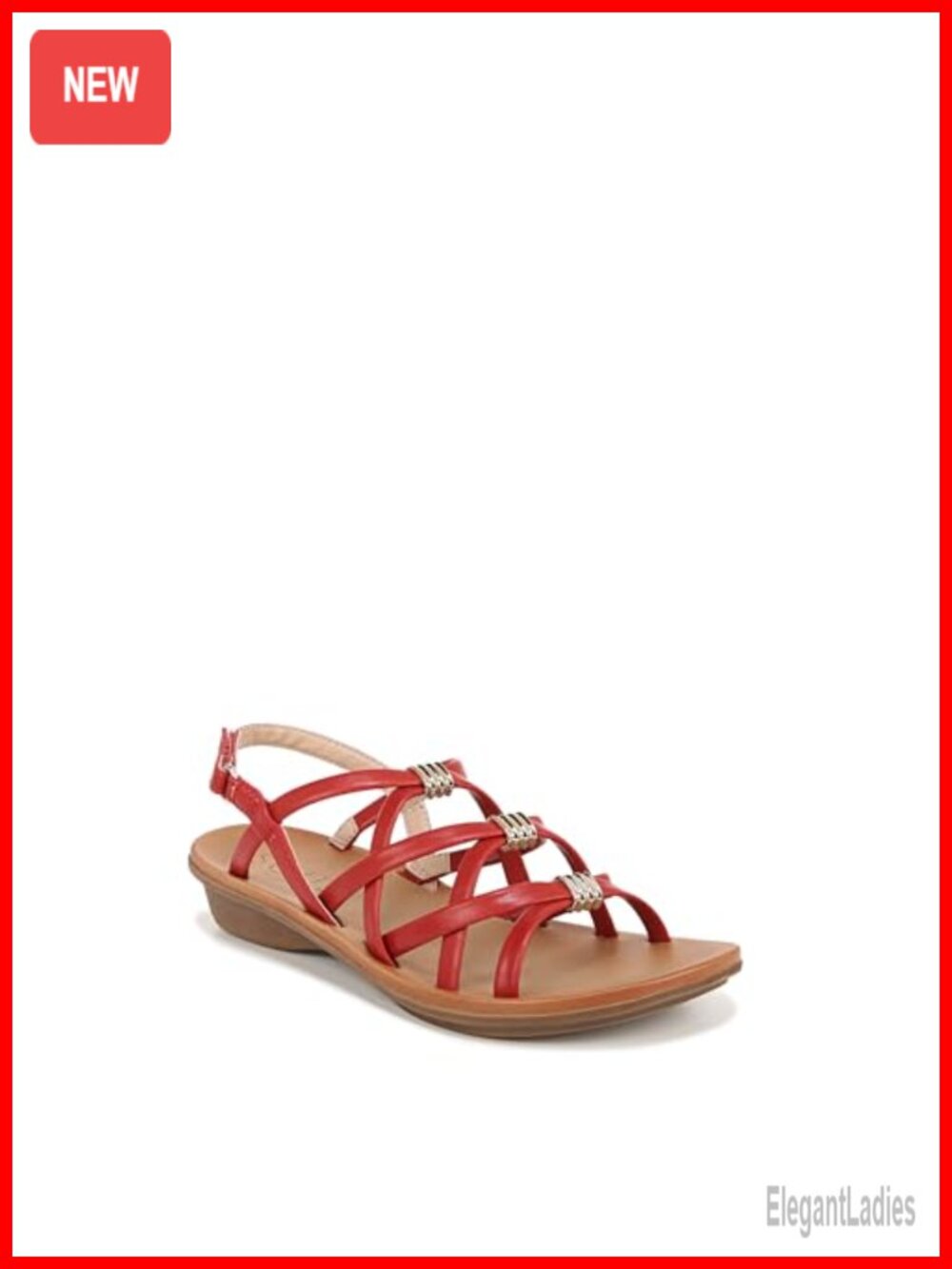 Naturalizer Women's Sierra Sandal Gladiator Flat Ankle Strap Comfort Casual